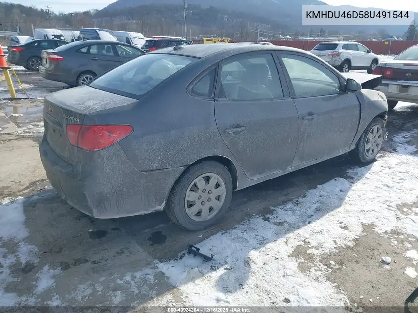 KMHDU46D58U491544 2008 Hyundai Elantra Gls/Se