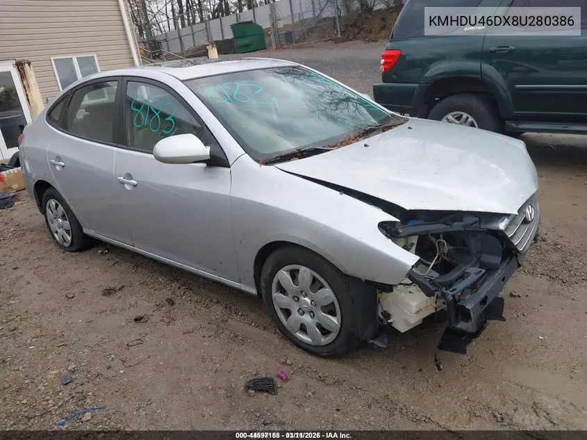 KMHDU46DX8U280386 2008 Hyundai Elantra Gls/Se