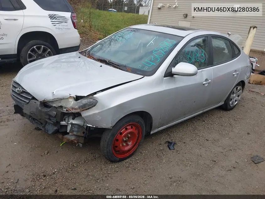 KMHDU46DX8U280386 2008 Hyundai Elantra Gls/Se