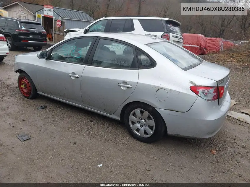 KMHDU46DX8U280386 2008 Hyundai Elantra Gls/Se