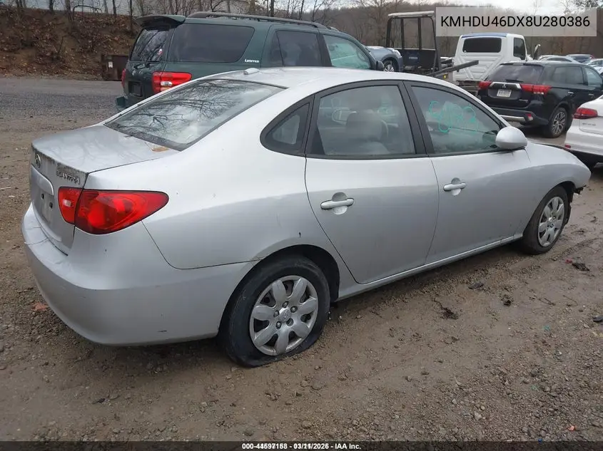 KMHDU46DX8U280386 2008 Hyundai Elantra Gls/Se