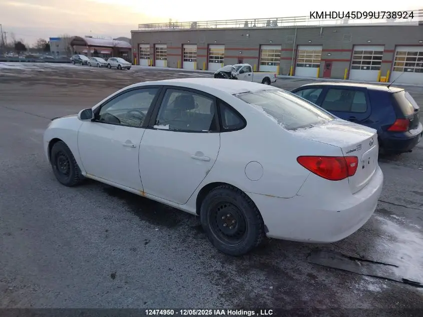 KMHDU45D99U738924 2009 Hyundai Elantra Gl/L