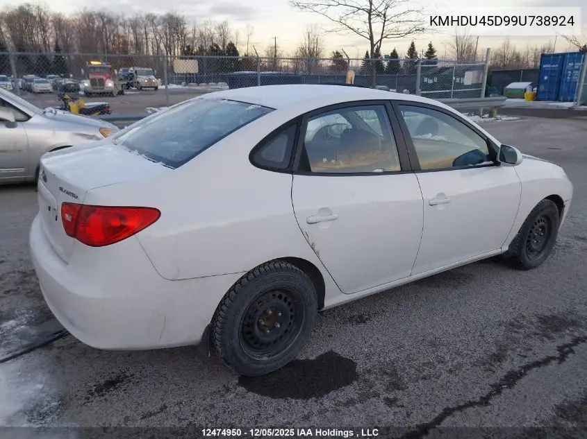 KMHDU45D99U738924 2009 Hyundai Elantra Gl/L