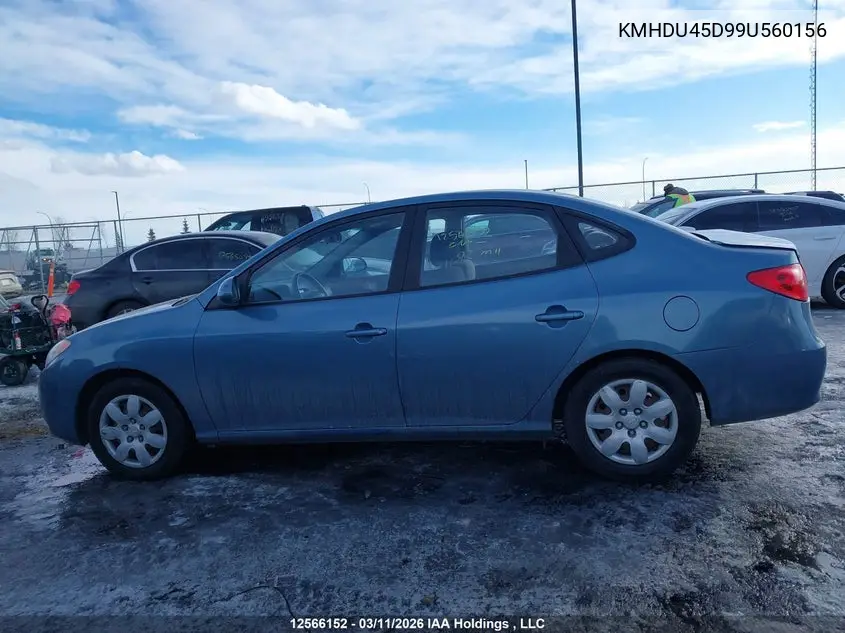 KMHDU45D99U560156 2009 Hyundai Elantra Gl/L