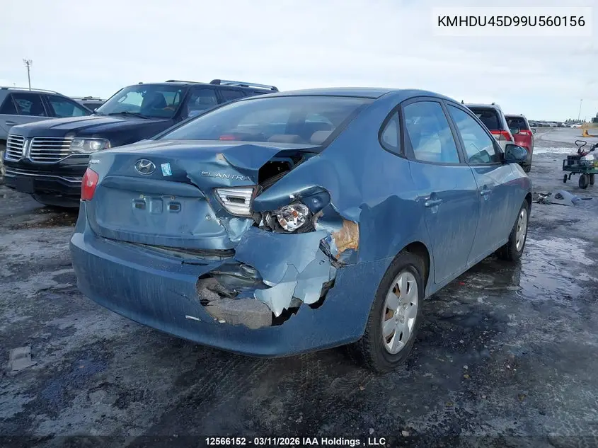 KMHDU45D99U560156 2009 Hyundai Elantra Gl/L