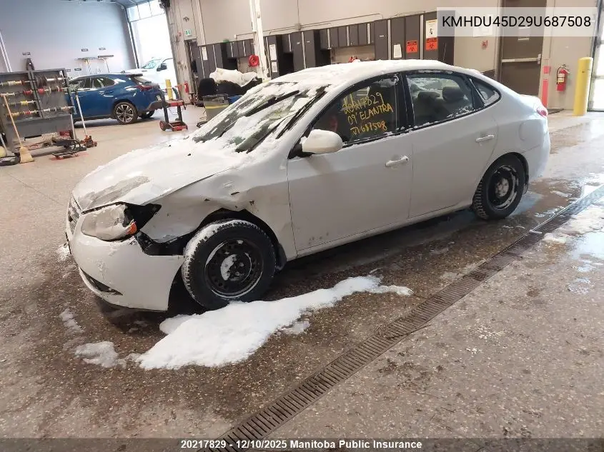 KMHDU45D29U687508 2009 Hyundai Elantra Gl