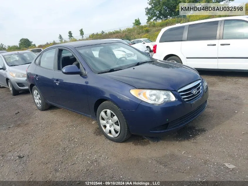 KMHDU4BD8AU032598 2010 Hyundai Elantra Blue/Gls/Se