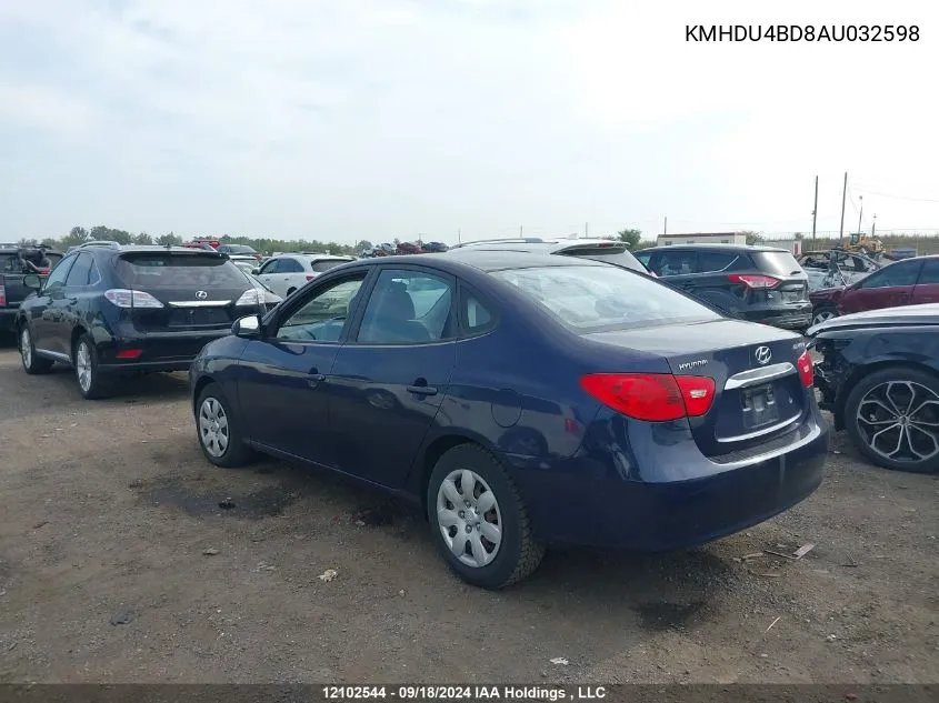 2010 Hyundai Elantra Blue/Gls/Se VIN: KMHDU4BD8AU032598 Lot: 12102544