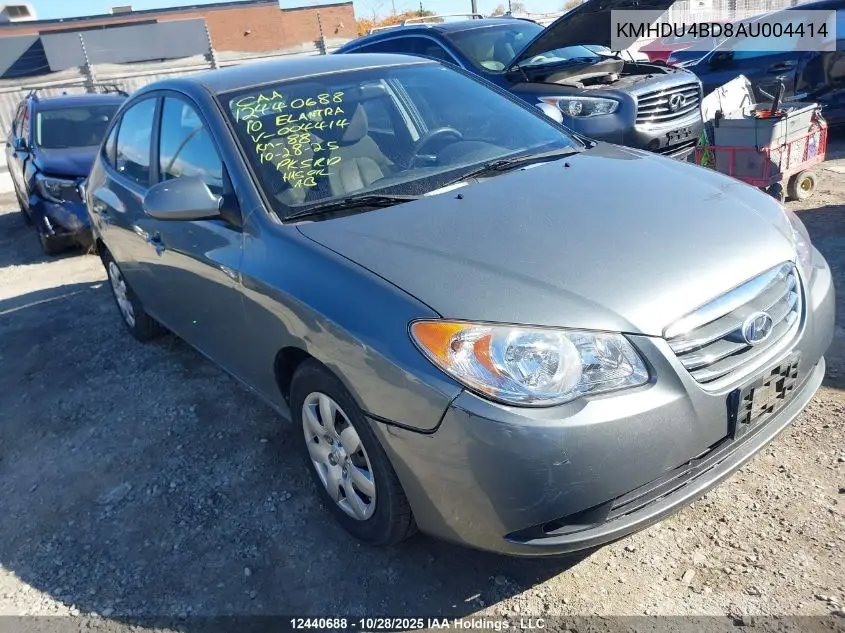 KMHDU4BD8AU004414 2010 Hyundai Elantra Blue/Gls/Se