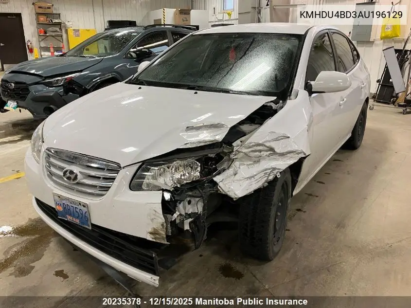 KMHDU4BD3AU196129 2010 Hyundai Elantra Gl