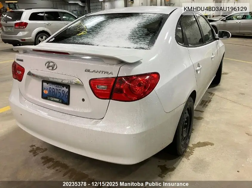 KMHDU4BD3AU196129 2010 Hyundai Elantra Gl
