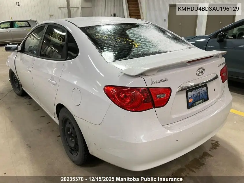 KMHDU4BD3AU196129 2010 Hyundai Elantra Gl