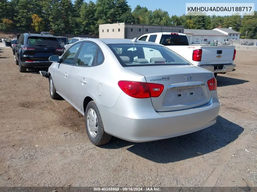 2010 Hyundai Elantra Gls VIN: KMHDU4AD0AU188717 Lot: 40355988