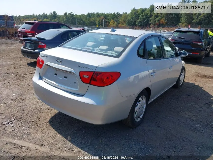 2010 Hyundai Elantra Gls VIN: KMHDU4AD0AU188717 Lot: 40355988