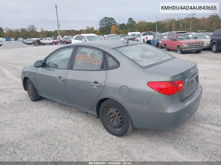 KMHDU4AD4AU843655 2010 Hyundai Elantra Gls