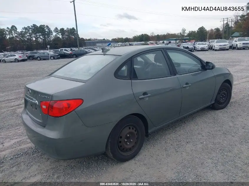 KMHDU4AD4AU843655 2010 Hyundai Elantra Gls
