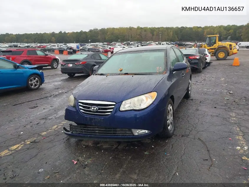 KMHDU4AD1AU136657 2010 Hyundai Elantra Gls