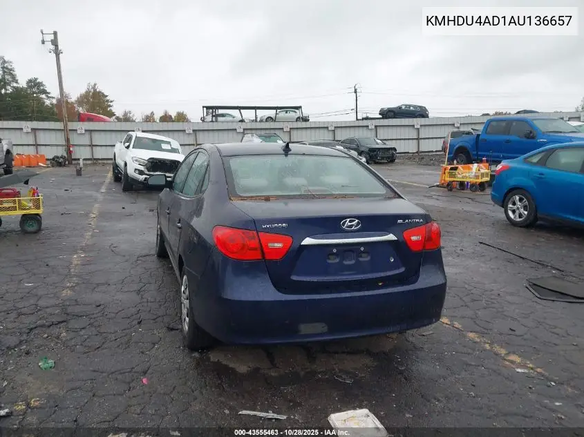 KMHDU4AD1AU136657 2010 Hyundai Elantra Gls