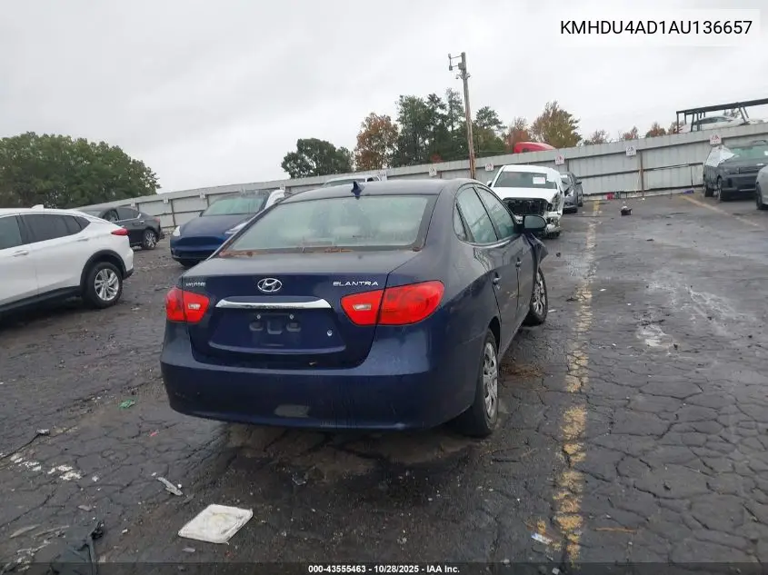 KMHDU4AD1AU136657 2010 Hyundai Elantra Gls