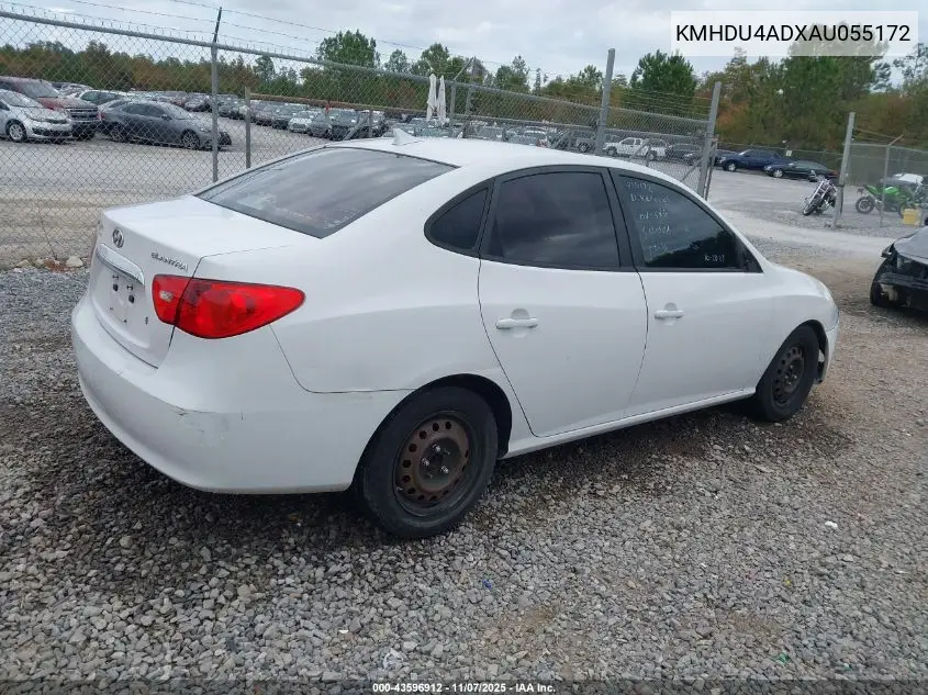 KMHDU4ADXAU055172 2010 Hyundai Elantra Gls
