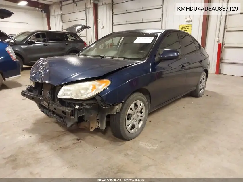 KMHDU4AD5AU887129 2010 Hyundai Elantra Blue