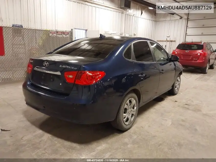 KMHDU4AD5AU887129 2010 Hyundai Elantra Blue