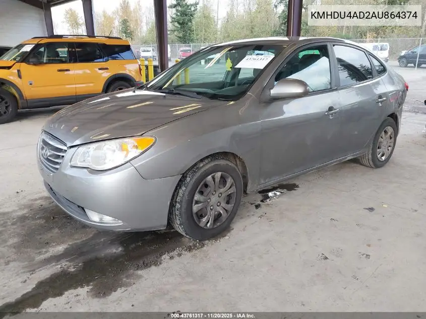 KMHDU4AD2AU864374 2010 Hyundai Elantra Gls