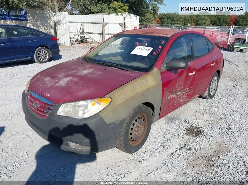 KMHDU4AD1AU196924 2010 Hyundai Elantra Gls
