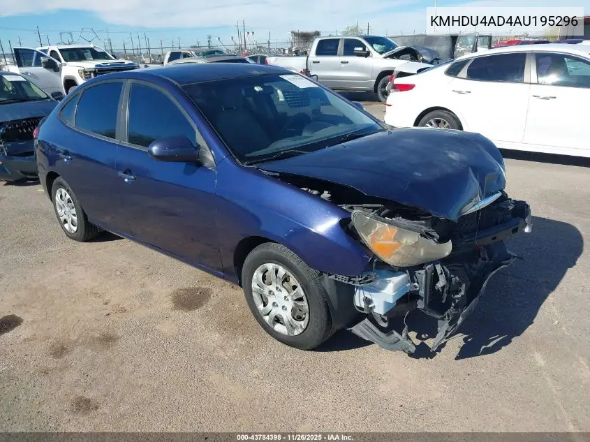 KMHDU4AD4AU195296 2010 Hyundai Elantra Gls