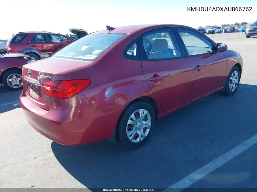 KMHDU4ADXAU866762 2010 Hyundai Elantra Gls