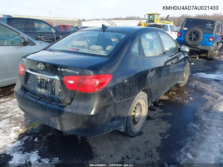 KMHDU4AD7AU021433 2010 Hyundai Elantra Blue