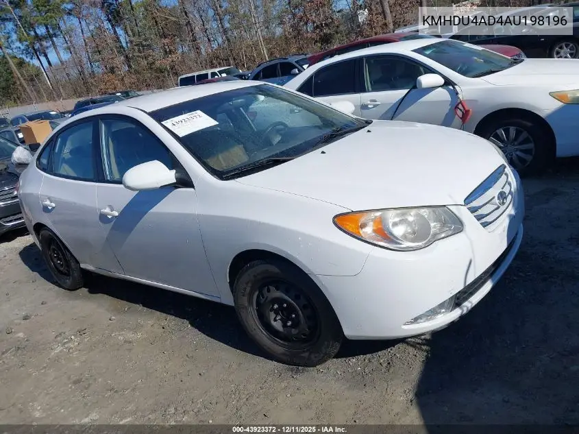 KMHDU4AD4AU198196 2010 Hyundai Elantra Gls