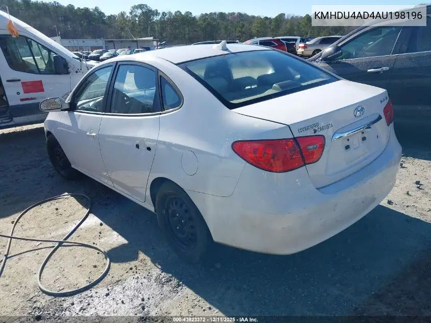 KMHDU4AD4AU198196 2010 Hyundai Elantra Gls