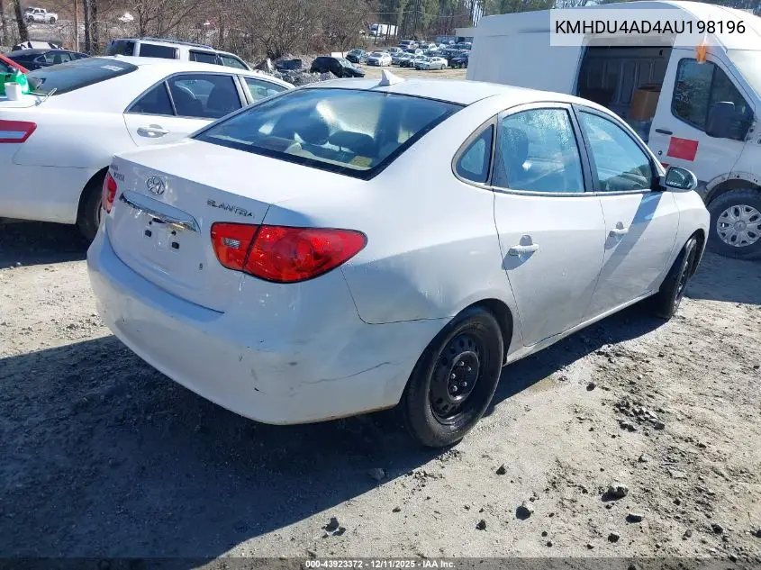 KMHDU4AD4AU198196 2010 Hyundai Elantra Gls