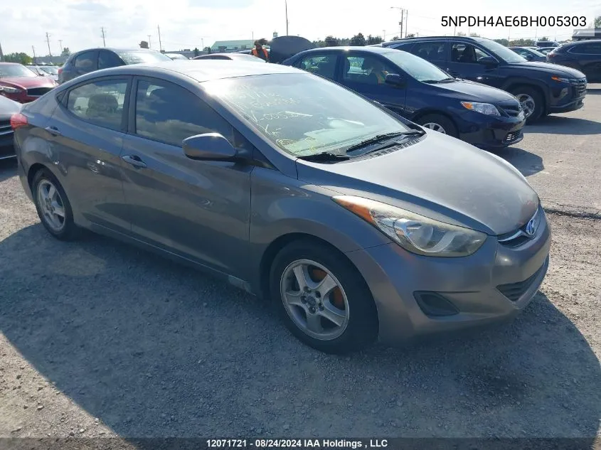 2011 Hyundai Elantra VIN: 5NPDH4AE6BH005303 Lot: 12071721