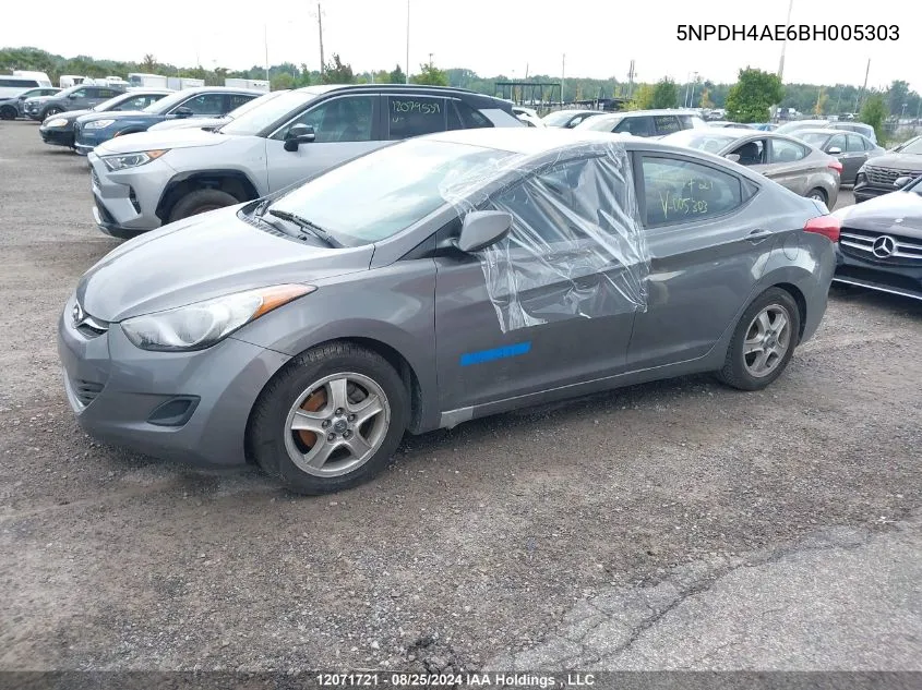 2011 Hyundai Elantra VIN: 5NPDH4AE6BH005303 Lot: 12071721