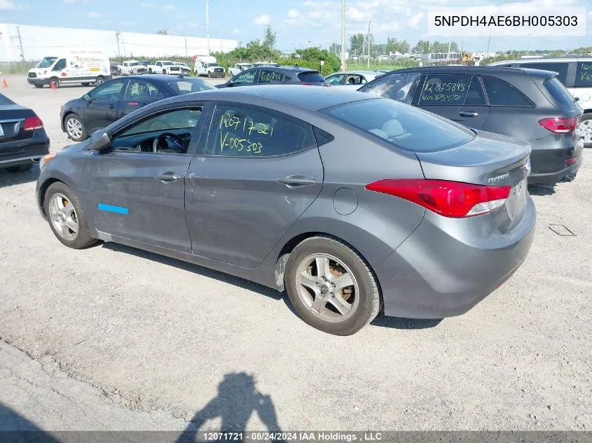 2011 Hyundai Elantra VIN: 5NPDH4AE6BH005303 Lot: 12071721