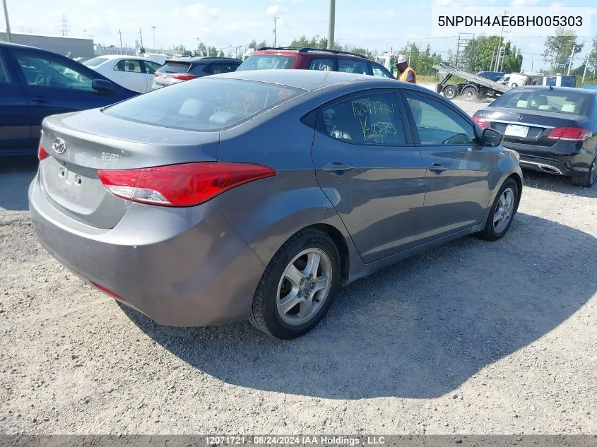 2011 Hyundai Elantra VIN: 5NPDH4AE6BH005303 Lot: 12071721