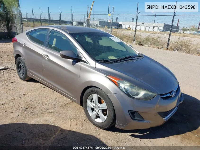 2011 Hyundai Elantra Gls VIN: 5NPDH4AEXBH043598 Lot: 40374574