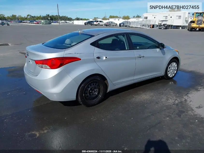 5NPDH4AE7BH027455 2011 Hyundai Elantra Gls