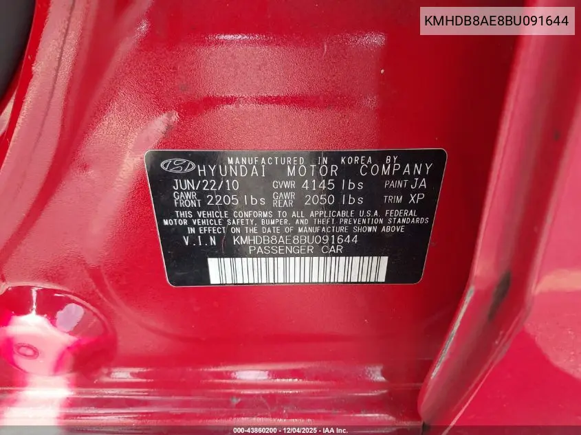 KMHDB8AE8BU091644 2011 Hyundai Elantra Touring Gls