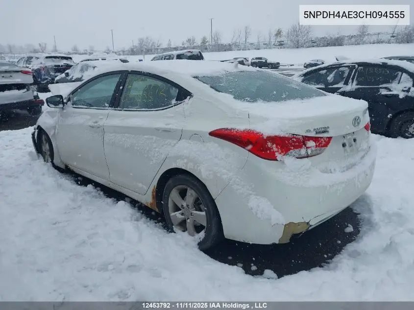 5NPDH4AE3CH094555 2012 Hyundai Elantra Gls