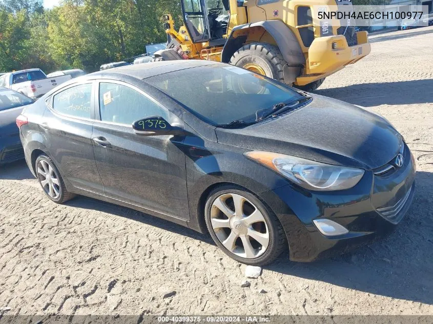 2012 Hyundai Elantra Limited VIN: 5NPDH4AE6CH100977 Lot: 40399375