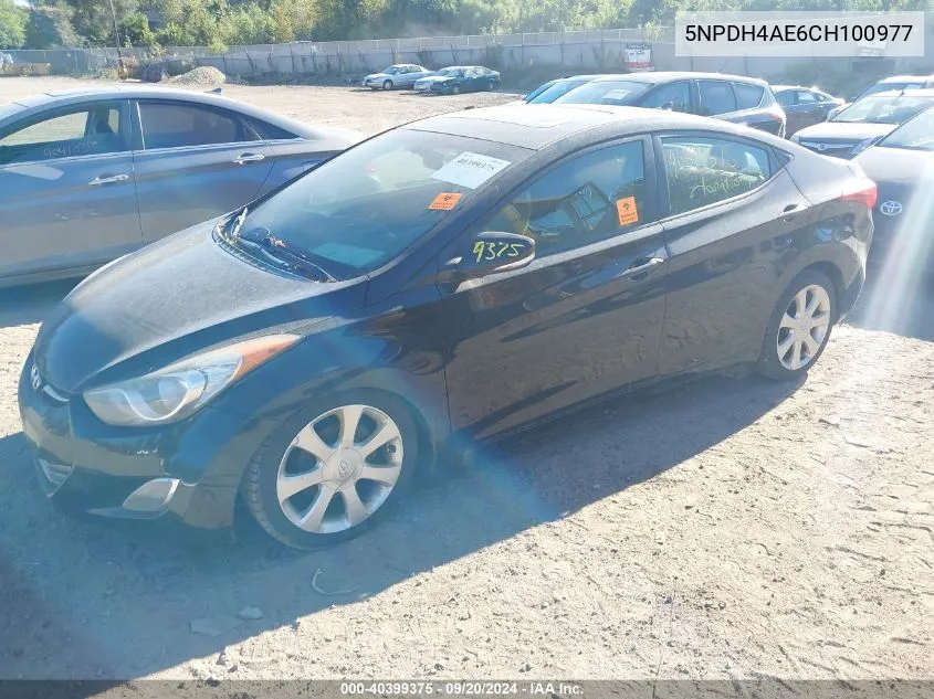 2012 Hyundai Elantra Limited VIN: 5NPDH4AE6CH100977 Lot: 40399375