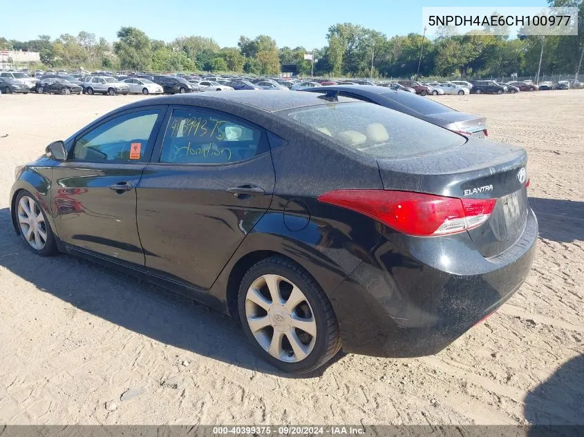 2012 Hyundai Elantra Limited VIN: 5NPDH4AE6CH100977 Lot: 40399375