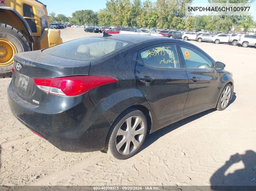 2012 Hyundai Elantra Limited VIN: 5NPDH4AE6CH100977 Lot: 40399375