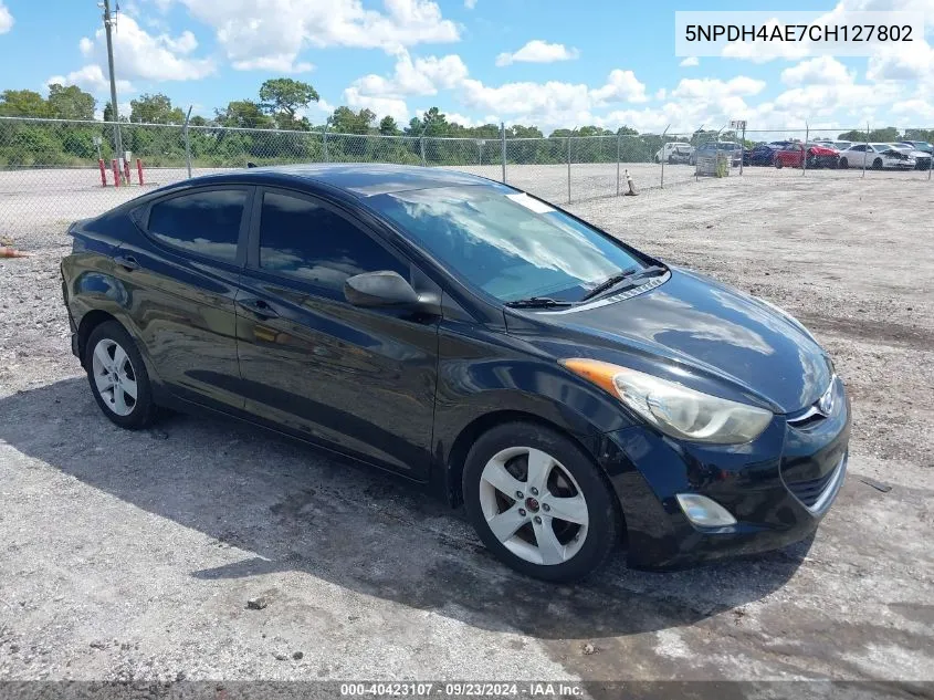 2012 Hyundai Elantra Gls VIN: 5NPDH4AE7CH127802 Lot: 40423107