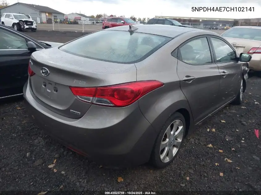 5NPDH4AE7CH102141 2012 Hyundai Elantra Limited