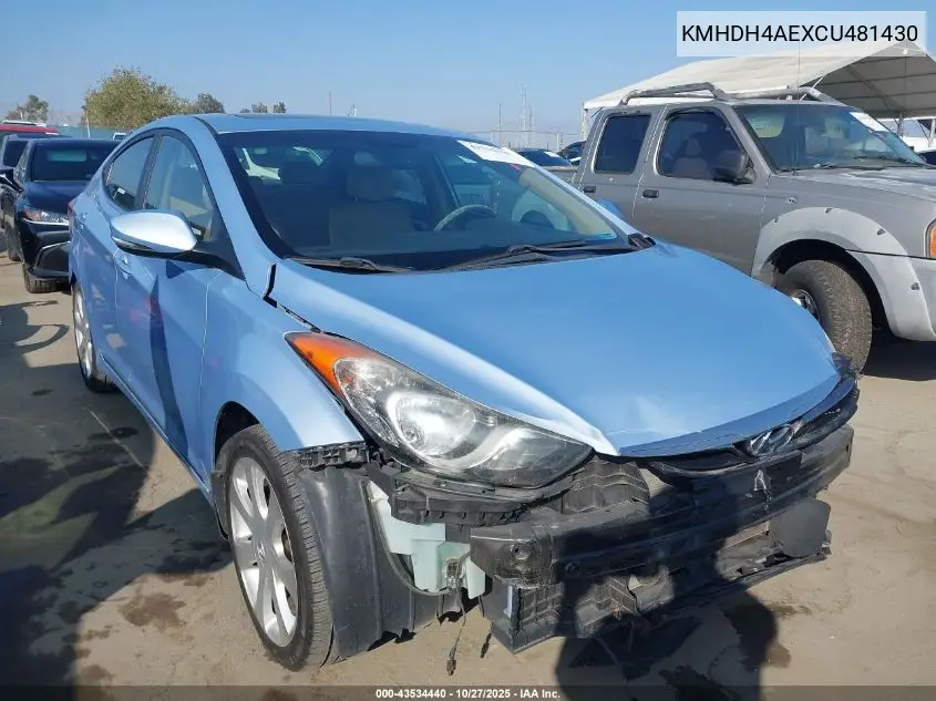 KMHDH4AEXCU481430 2012 Hyundai Elantra Limited (Ulsan Plant)