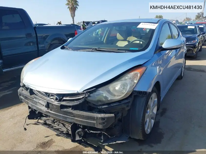 KMHDH4AEXCU481430 2012 Hyundai Elantra Limited (Ulsan Plant)